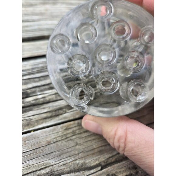 2 Small Vintage Glass Flower Frogs 11 Holes 3 inch Floral - Picture 15 of 16